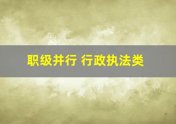 职级并行 行政执法类